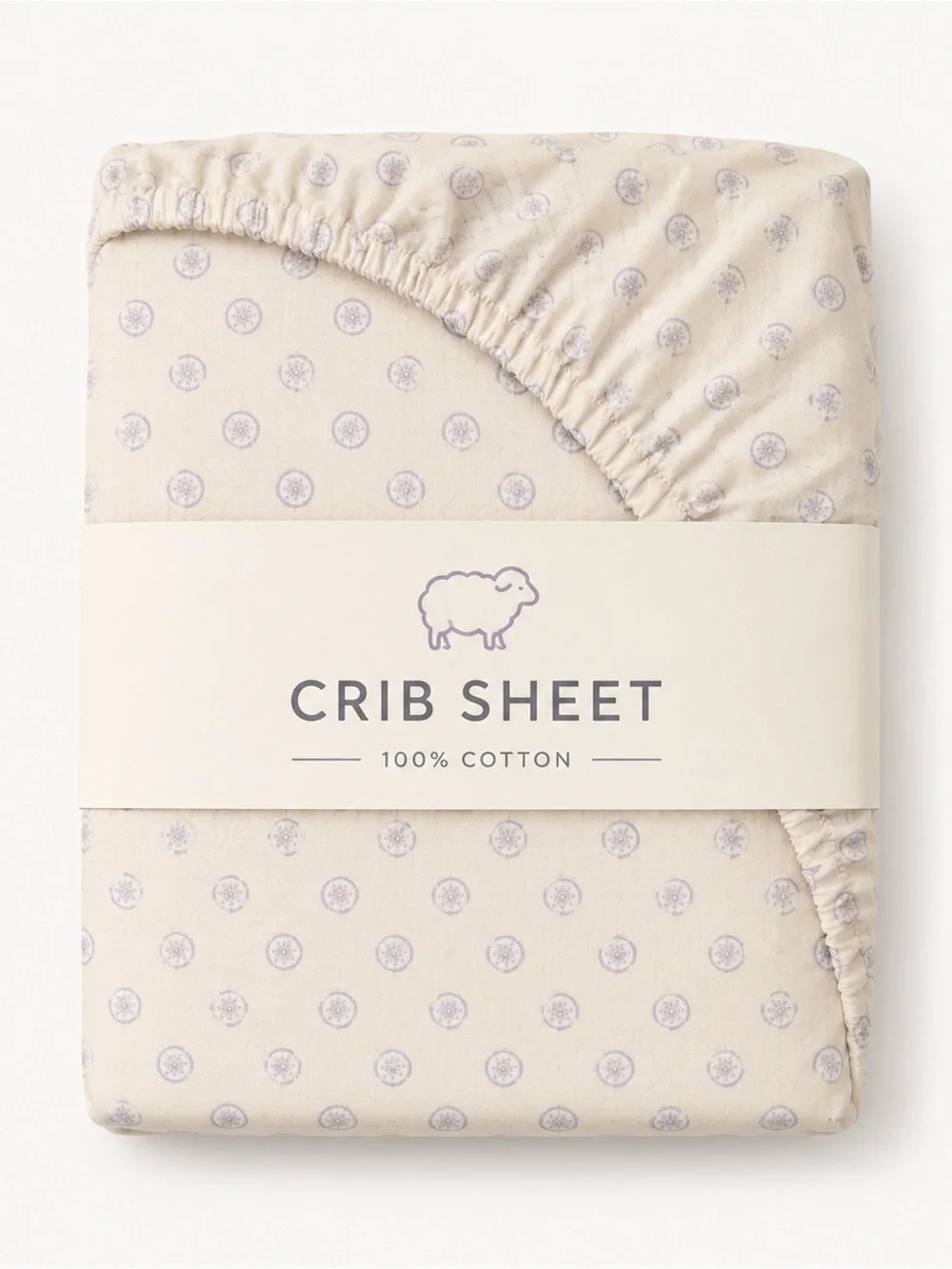 crown & ivy Cream Crib Sheet with Lavender Dot Print